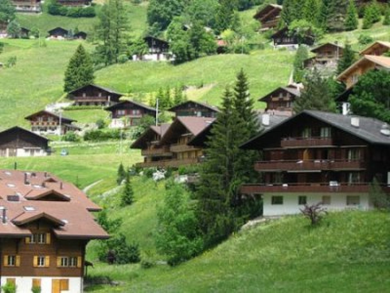 eine Sicht auf verstreut liegende Ferienhäuser